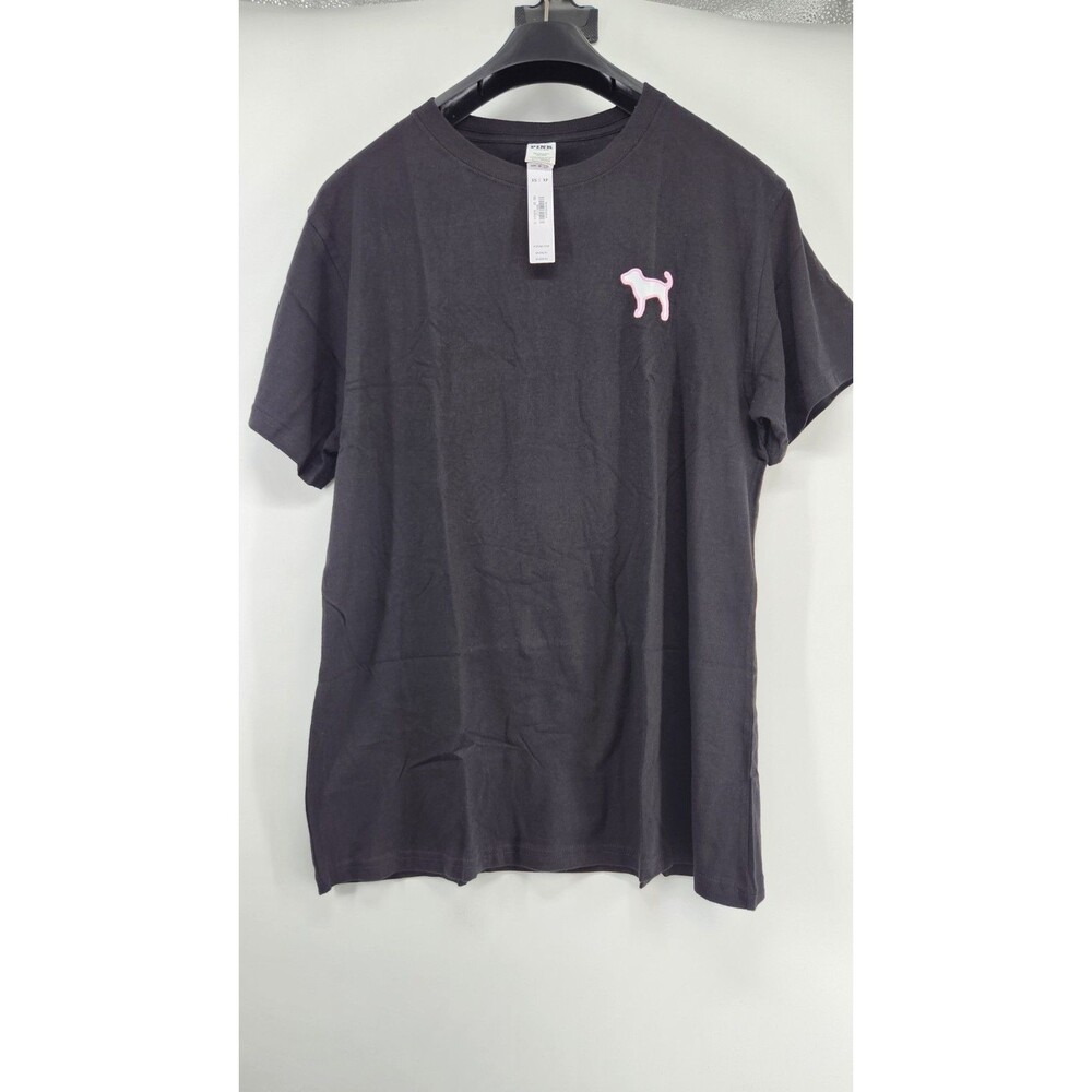 Victoria's Secret XS Black Pink 1986 Graphic Campus Cotton T-Shirt Tee NWT